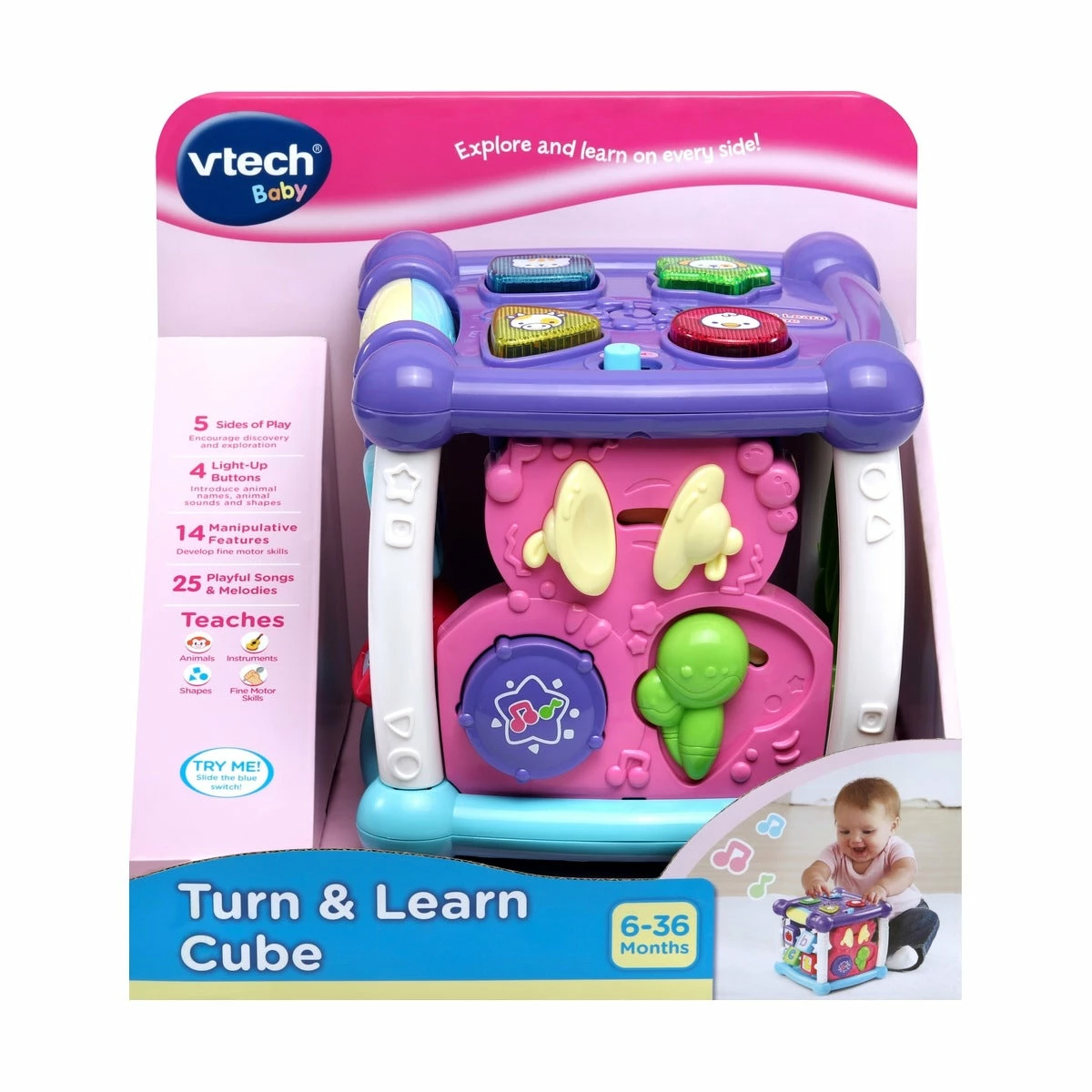 VTECH TURN & LEARN CUBE PINK 3 VTECH TURN & LEARN CUBE PINK